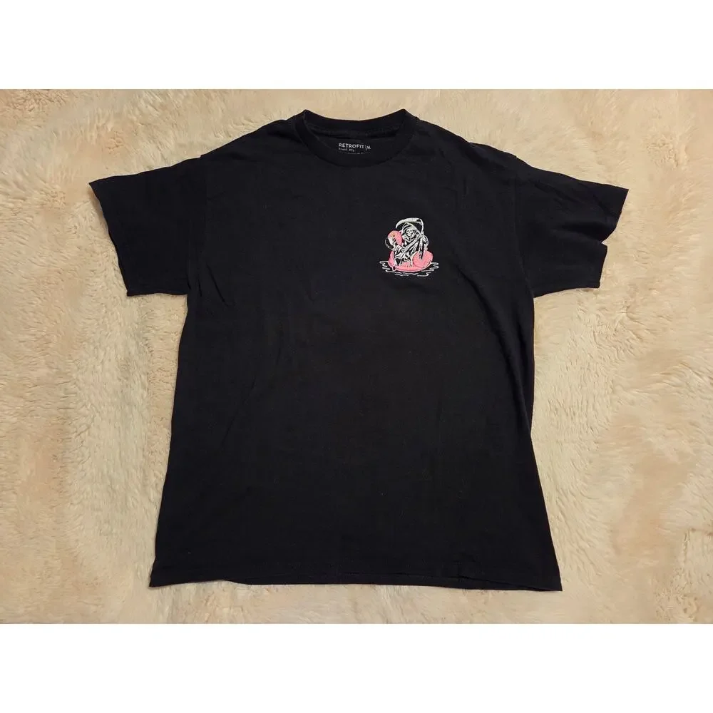 You'll Float Too Grim Reaper Flamingo Float RETROFIT Men's M Black T-Shirt